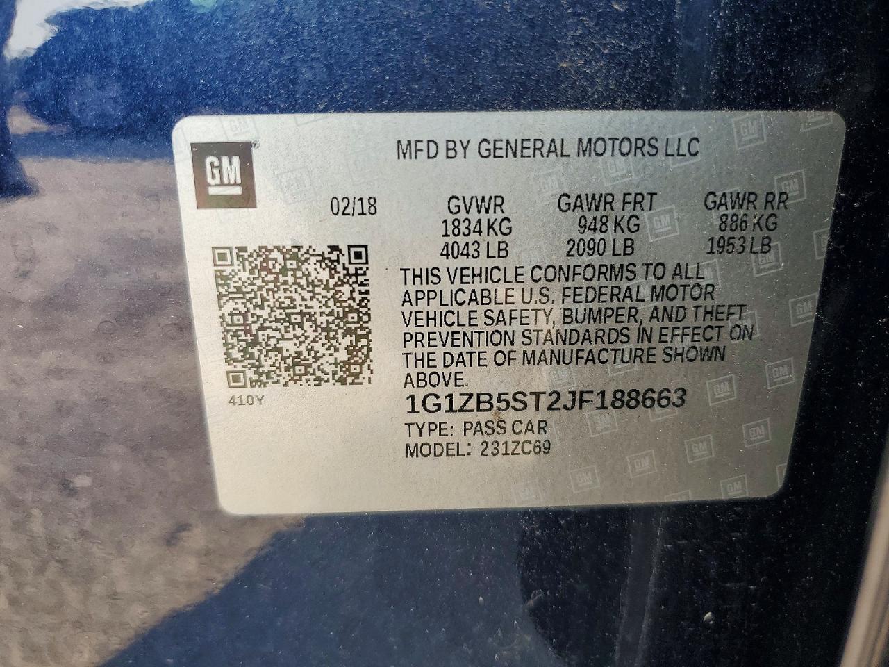 2018 Chevrolet Malibu Ls Синий vin: 1G1ZB5ST2JF188663