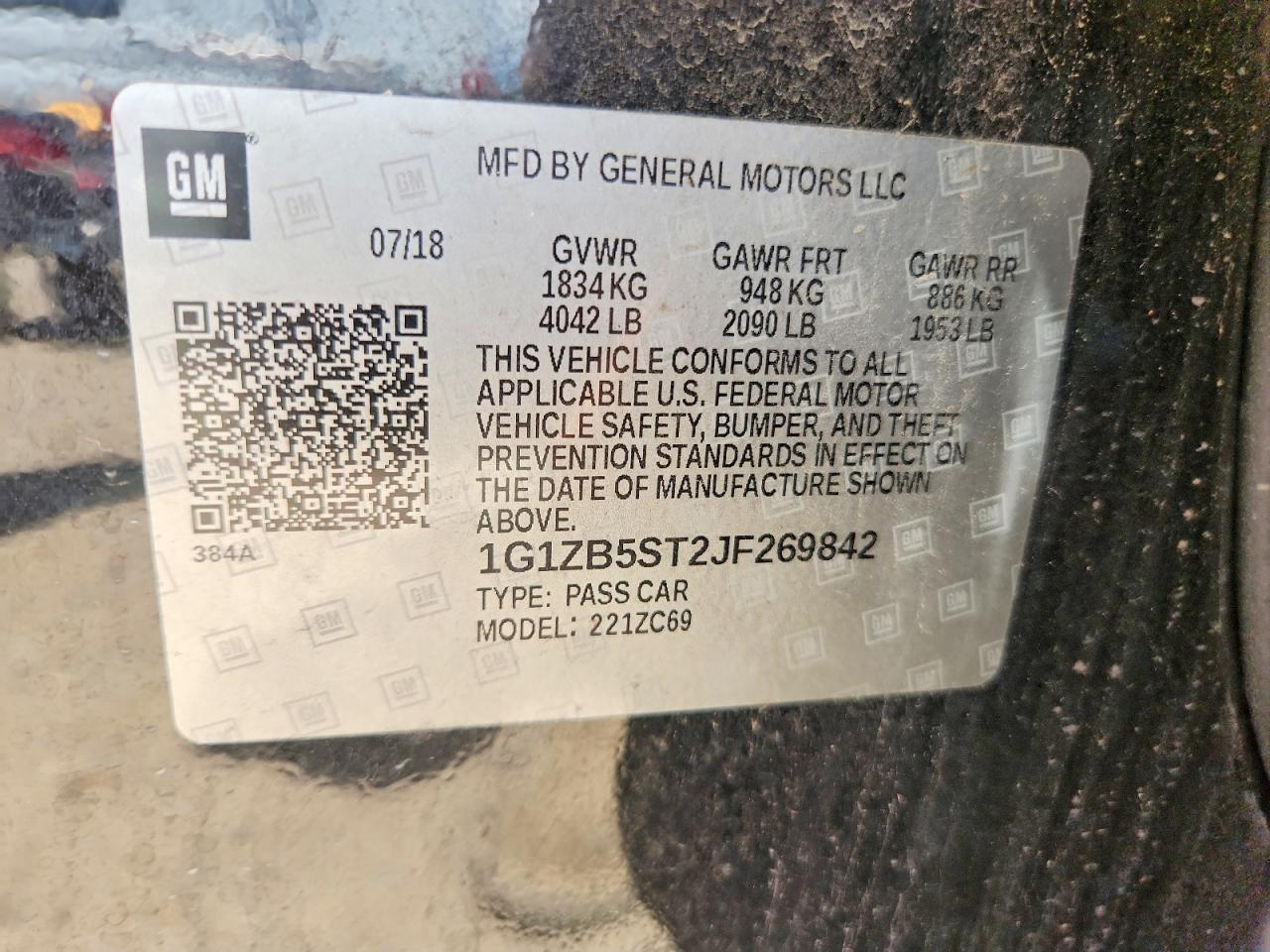 2018 Chevrolet Malibu Ls Black vin: 1G1ZB5ST2JF269842