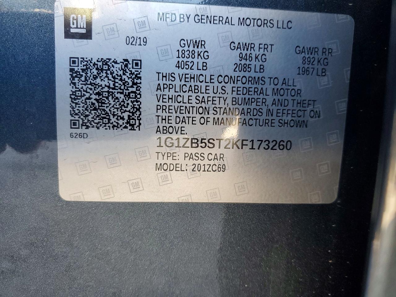 2019 Chevrolet Malibu Ls Black vin: 1G1ZB5ST2KF173260
