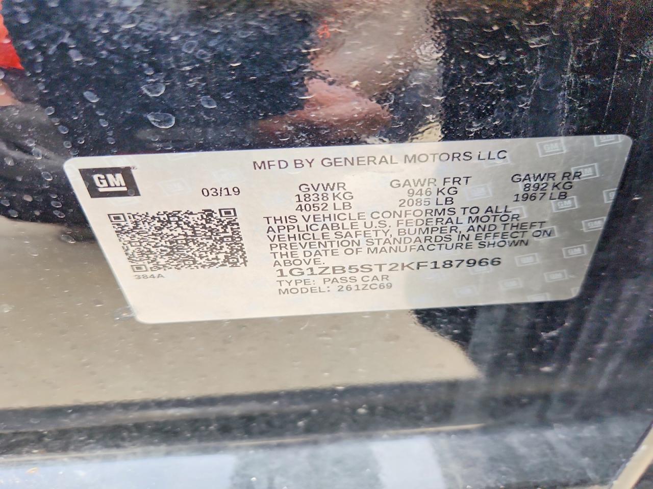2019 Chevrolet Malibu Ls Black vin: 1G1ZB5ST2KF187966