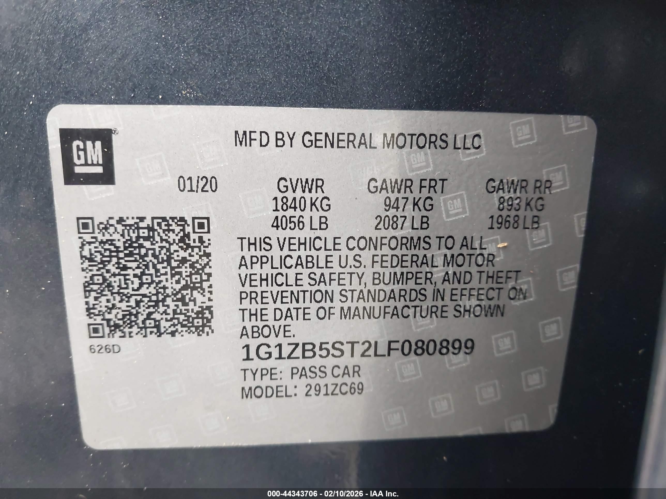 2020 Chevrolet Malibu Fwd Ls Gray vin: 1G1ZB5ST2LF080899