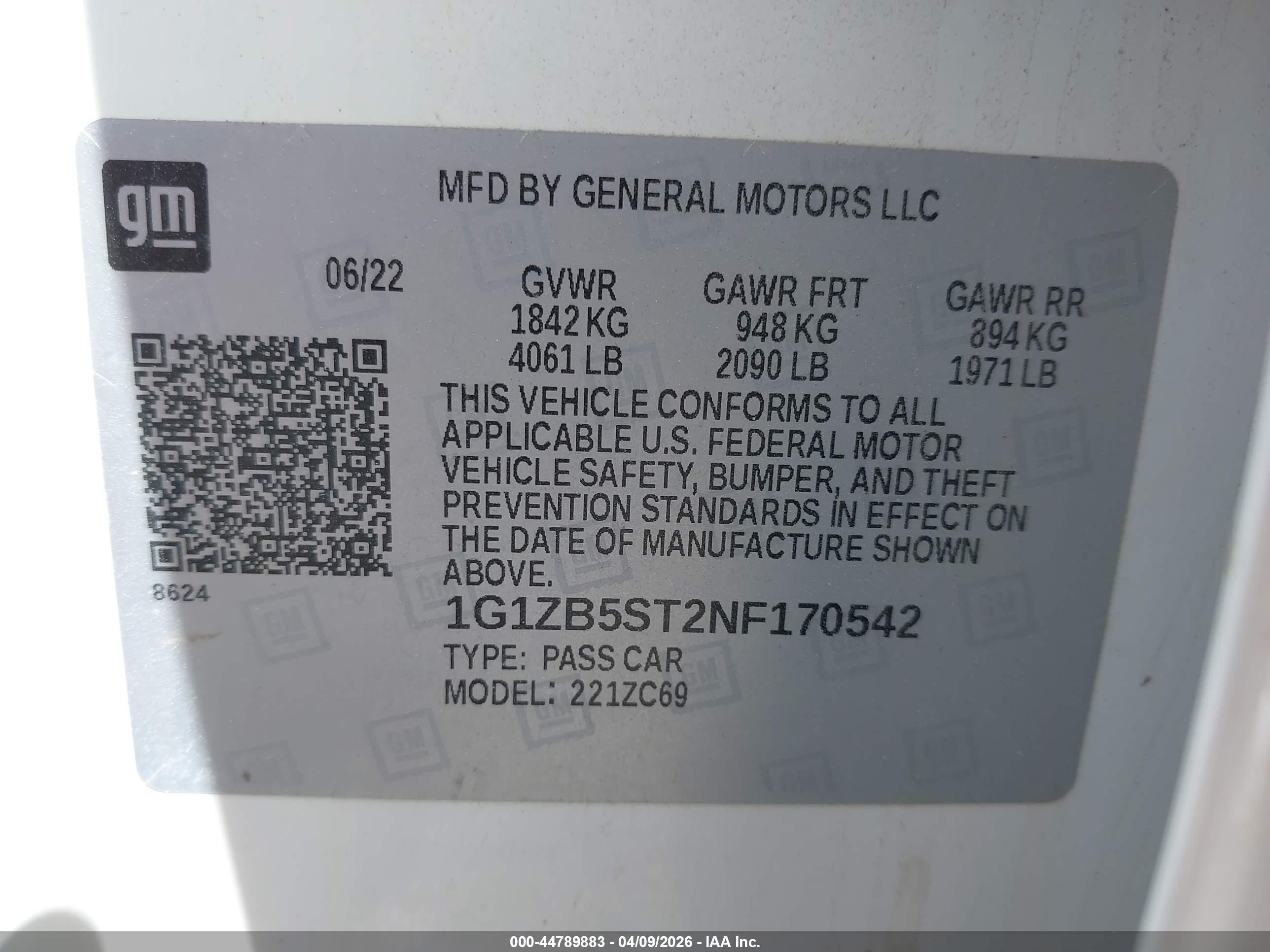 2022 Chevrolet Malibu Fwd Ls White vin: 1G1ZB5ST2NF170542