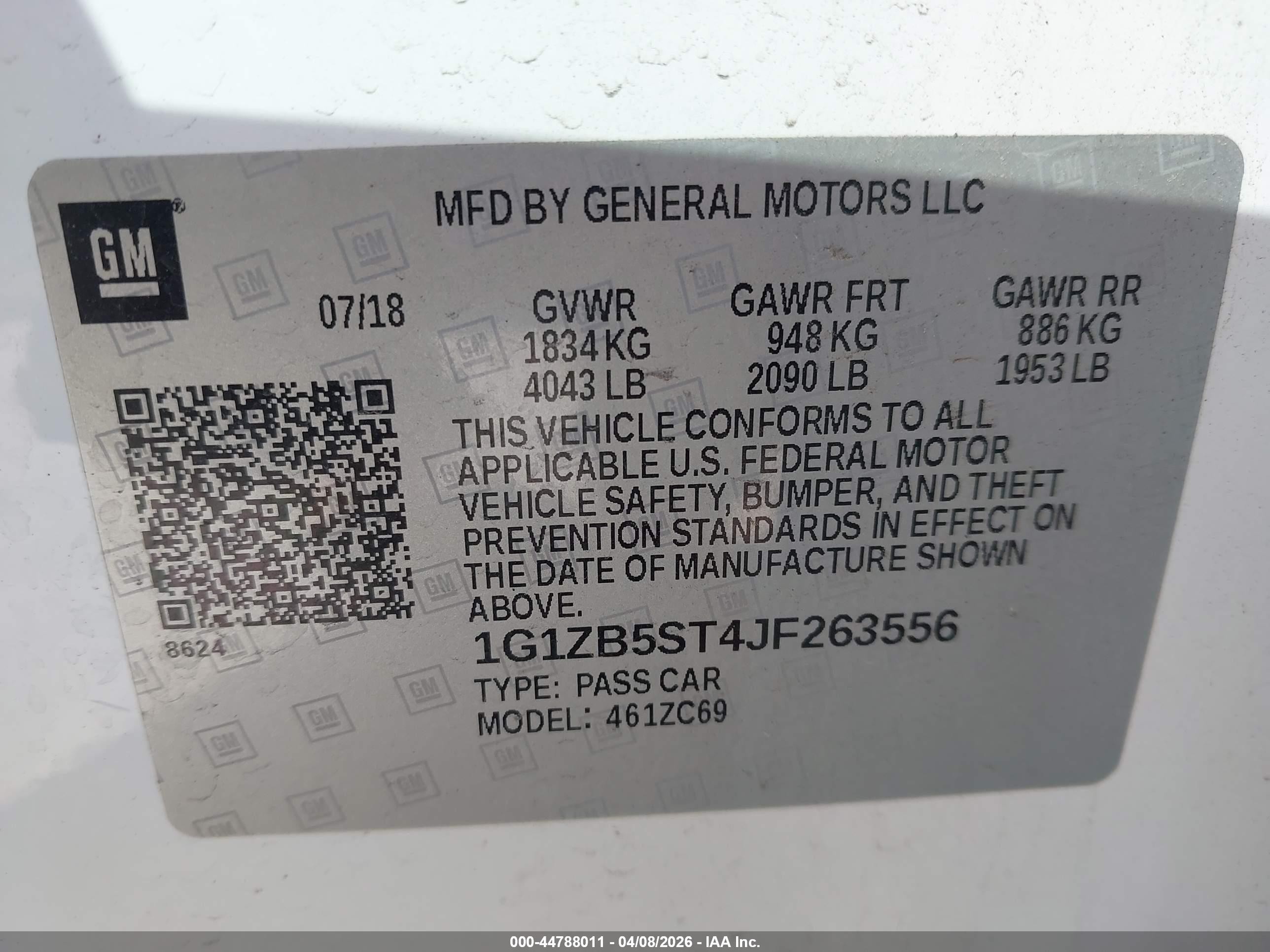 2018 Chevrolet Malibu 1ls White vin: 1G1ZB5ST4JF263556