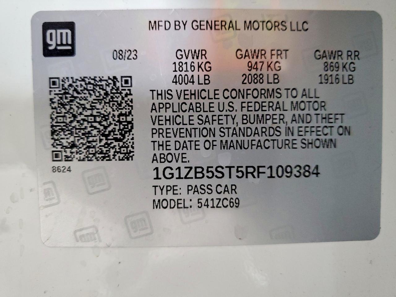2024 Chevrolet Malibu Ls White vin: 1G1ZB5ST5RF109384