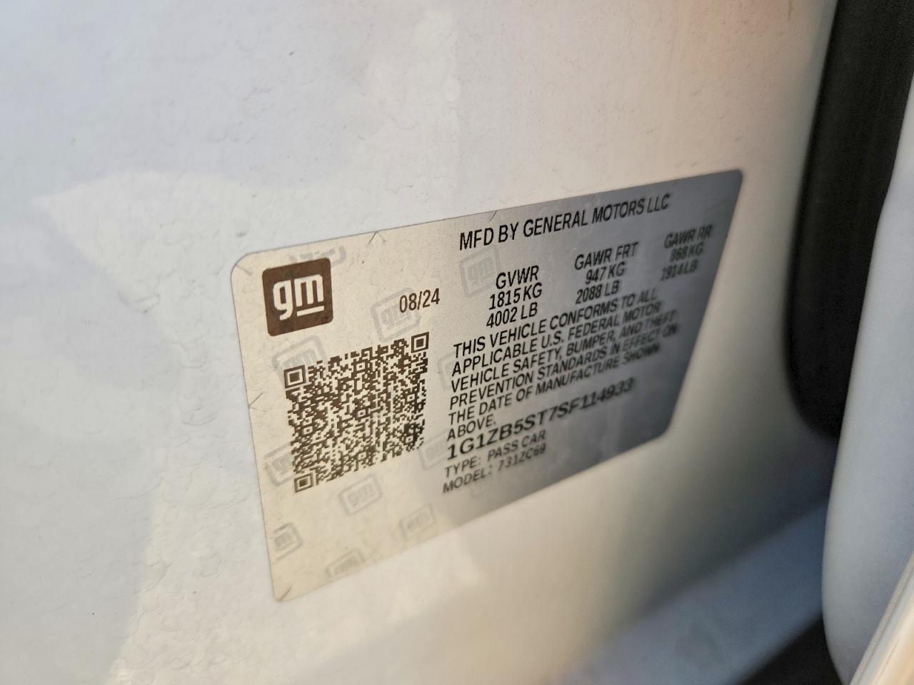 2025 Chevrolet Malibu Ls White vin: 1G1ZB5ST7SF114933