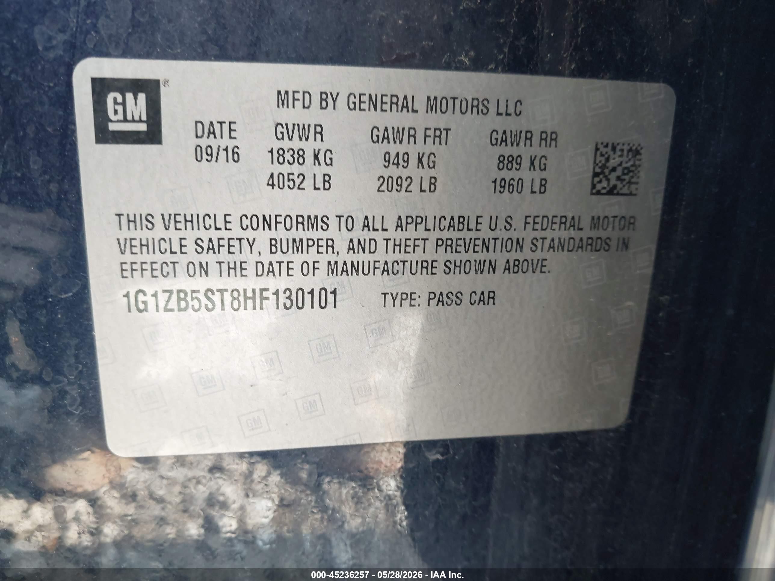 2017 Chevrolet Malibu Ls Dark Blue vin: 1G1ZB5ST8HF130101