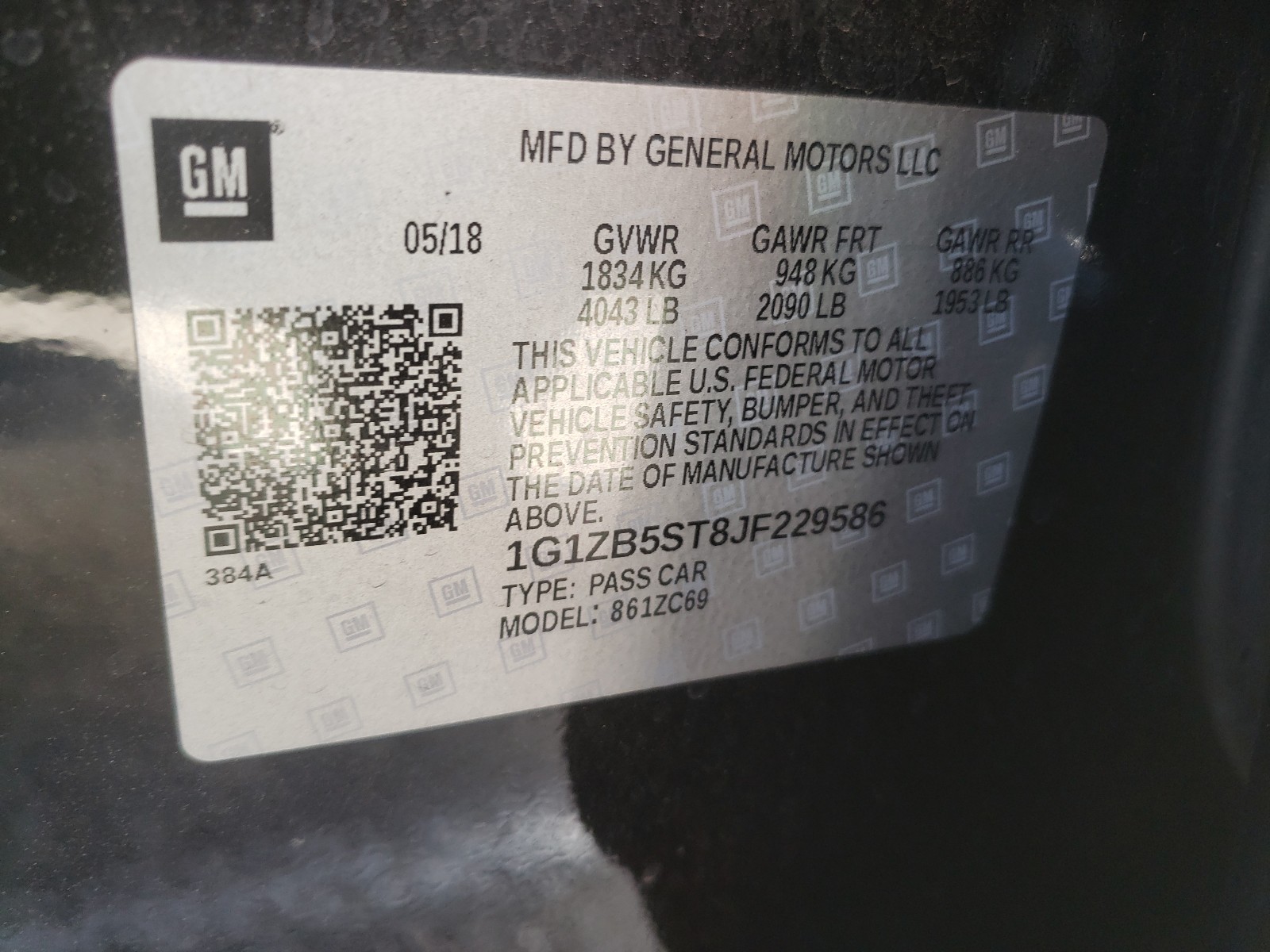 2018 Chevrolet Malibu Ls Black vin: 1G1ZB5ST8JF229586