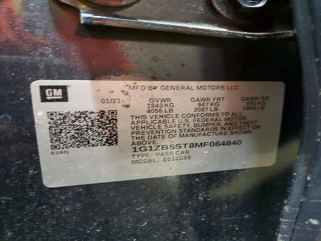 2021 Chevrolet Malibu Ls Charcoal vin: 1G1ZB5ST8MF064840