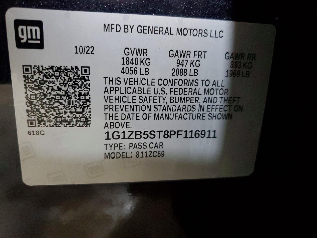 2023 Chevrolet Malibu Ls Black vin: 1G1ZB5ST8PF116911