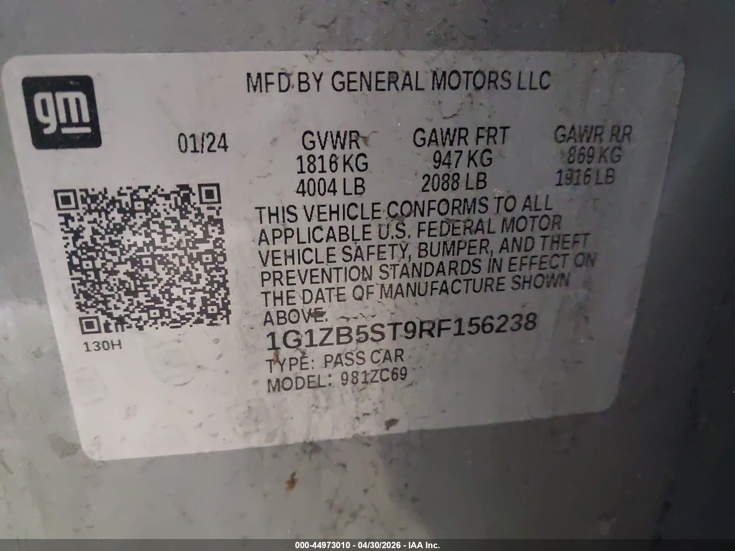 2024 Chevrolet Malibu Fwd Ls Gray vin: 1G1ZB5ST9RF156238