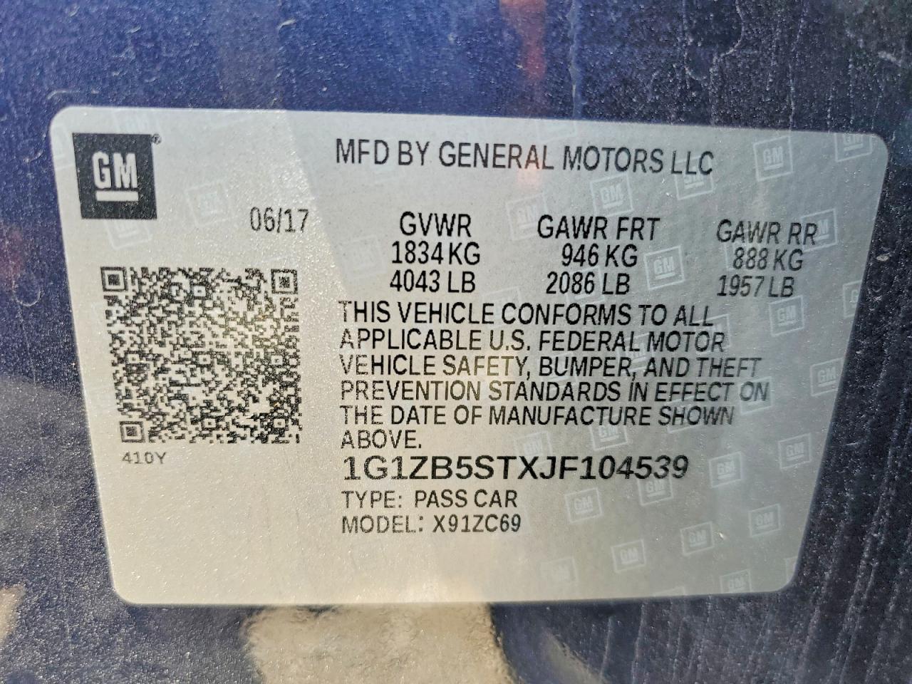 2018 Chevrolet Malibu Ls Blue vin: 1G1ZB5STXJF104539