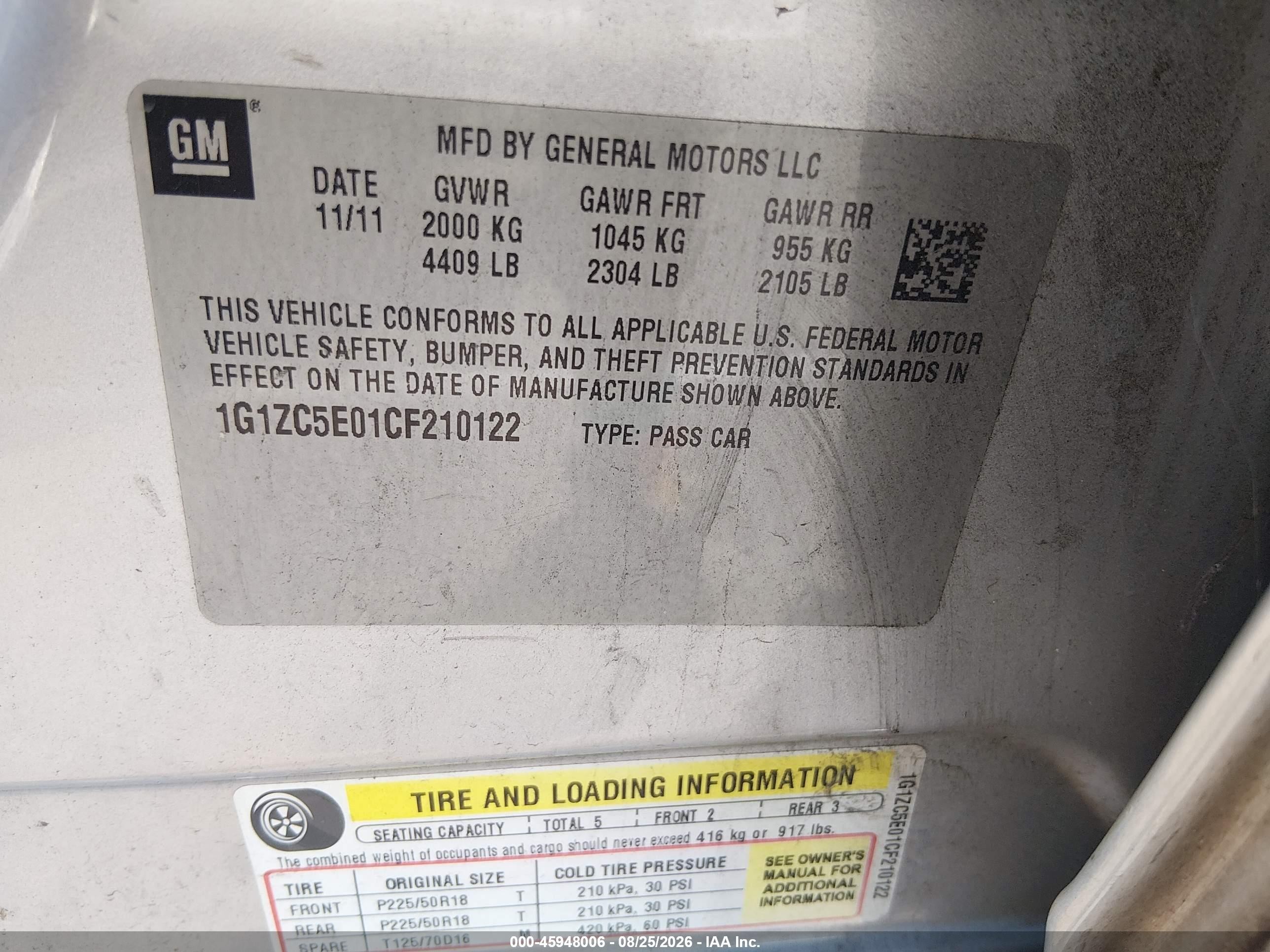 2012 Chevrolet Malibu 1lt Teal vin: 1G1ZC5E01CF210122