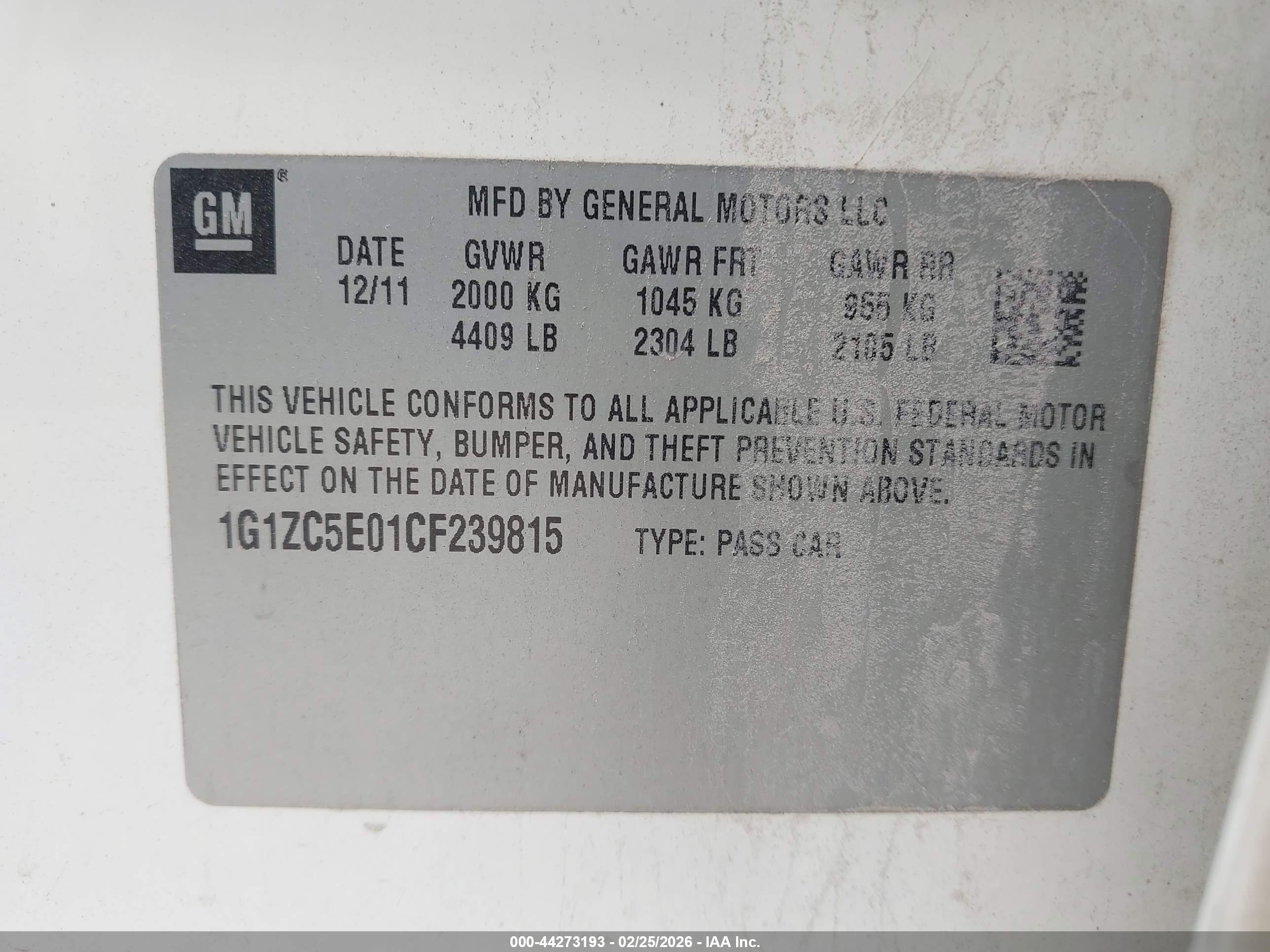 2012 Chevrolet Malibu 1lt Cream vin: 1G1ZC5E01CF239815