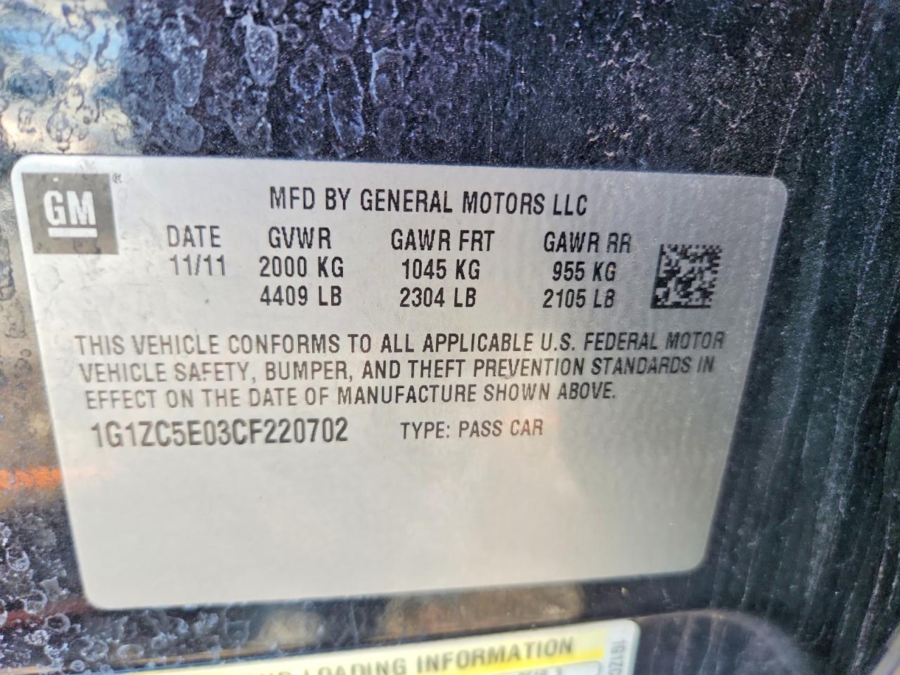 2012 Chevrolet Malibu 1lt Black vin: 1G1ZC5E03CF220702