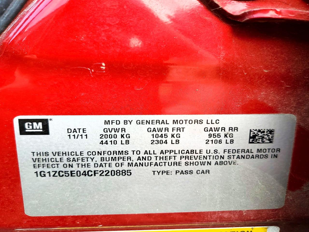 2012 Chevrolet Malibu 1lt Red vin: 1G1ZC5E04CF220885