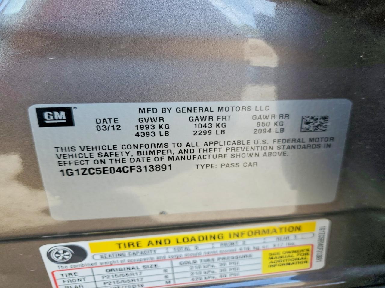 2012 Chevrolet Malibu 1lt Gray vin: 1G1ZC5E04CF313891