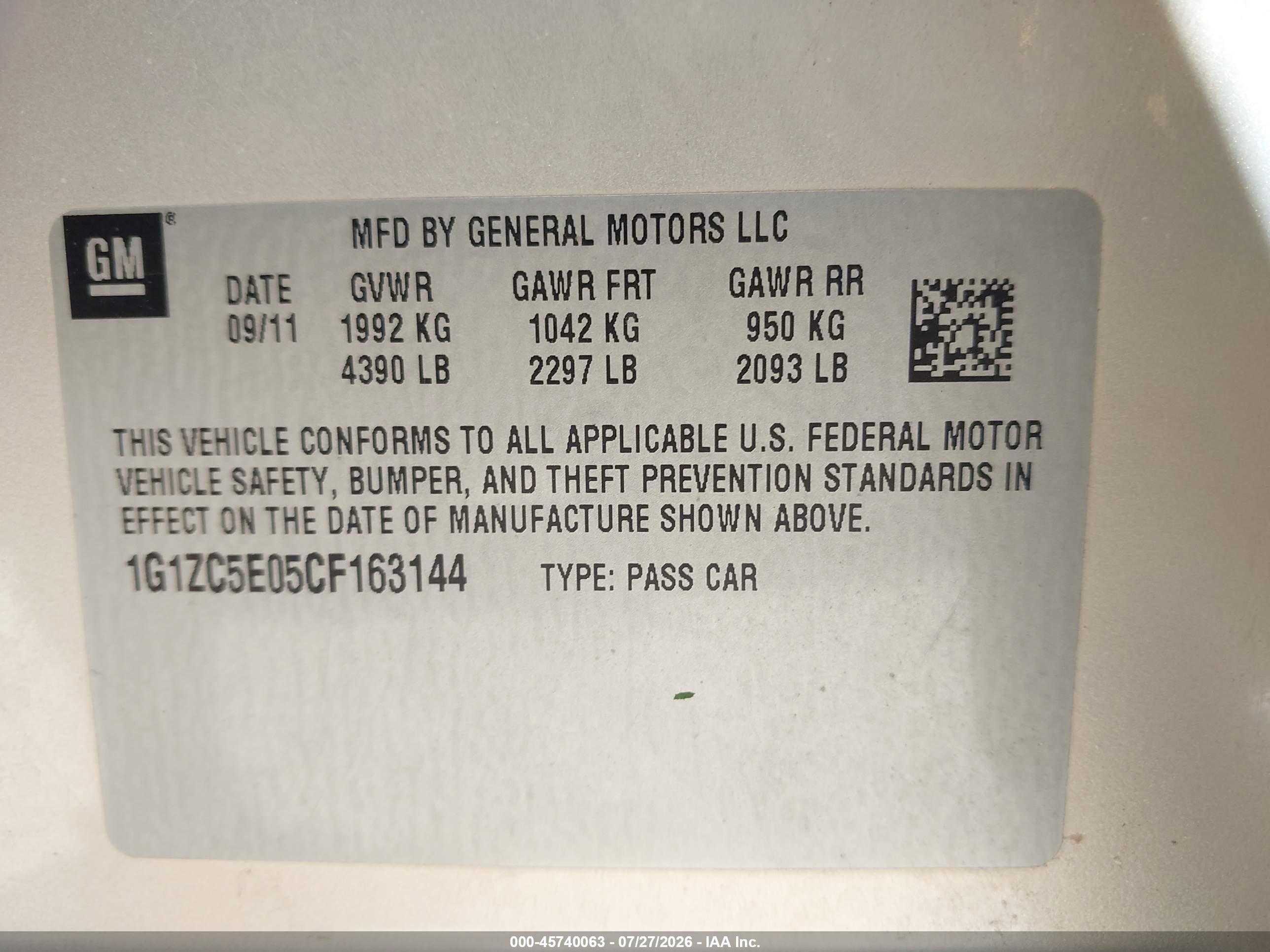 2012 Chevrolet Malibu 1lt Tan vin: 1G1ZC5E05CF163144
