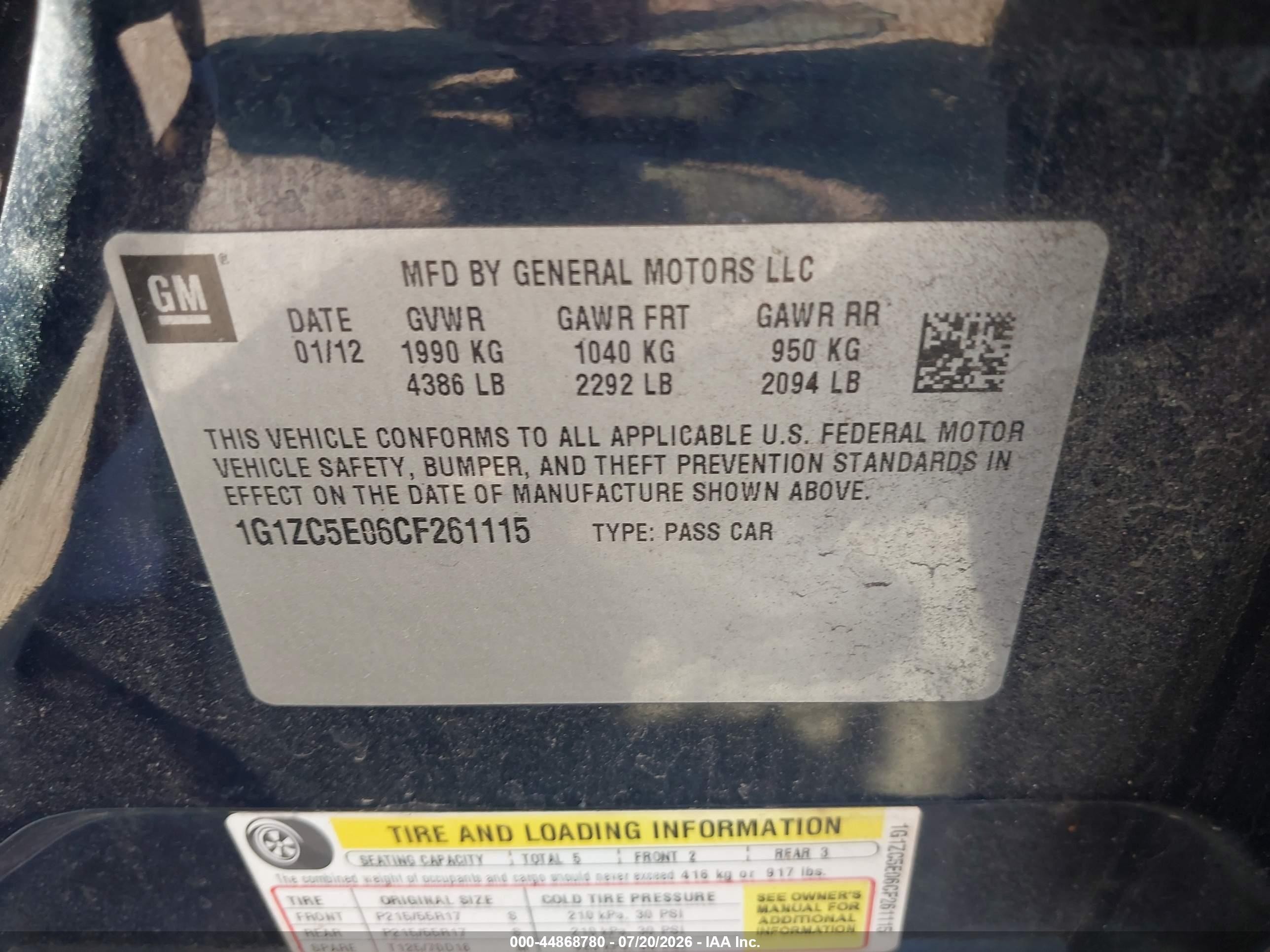 2012 Chevrolet Malibu 1lt Blue vin: 1G1ZC5E06CF261115