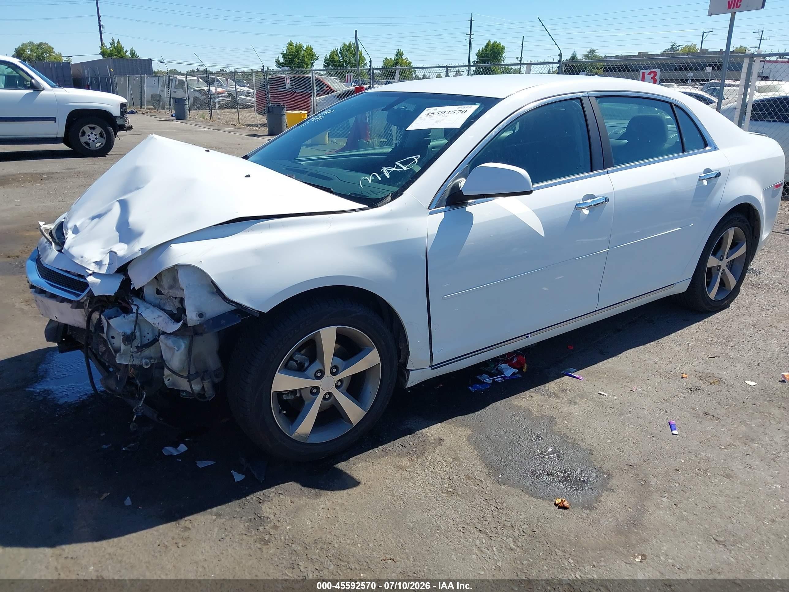 2012 Chevrolet Malibu 1lt White vin: 1G1ZC5E06CF291201