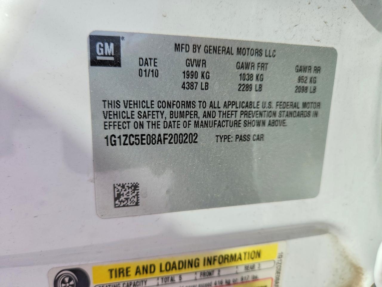 2010 Chevrolet Malibu 1lt White vin: 1G1ZC5E08AF200202