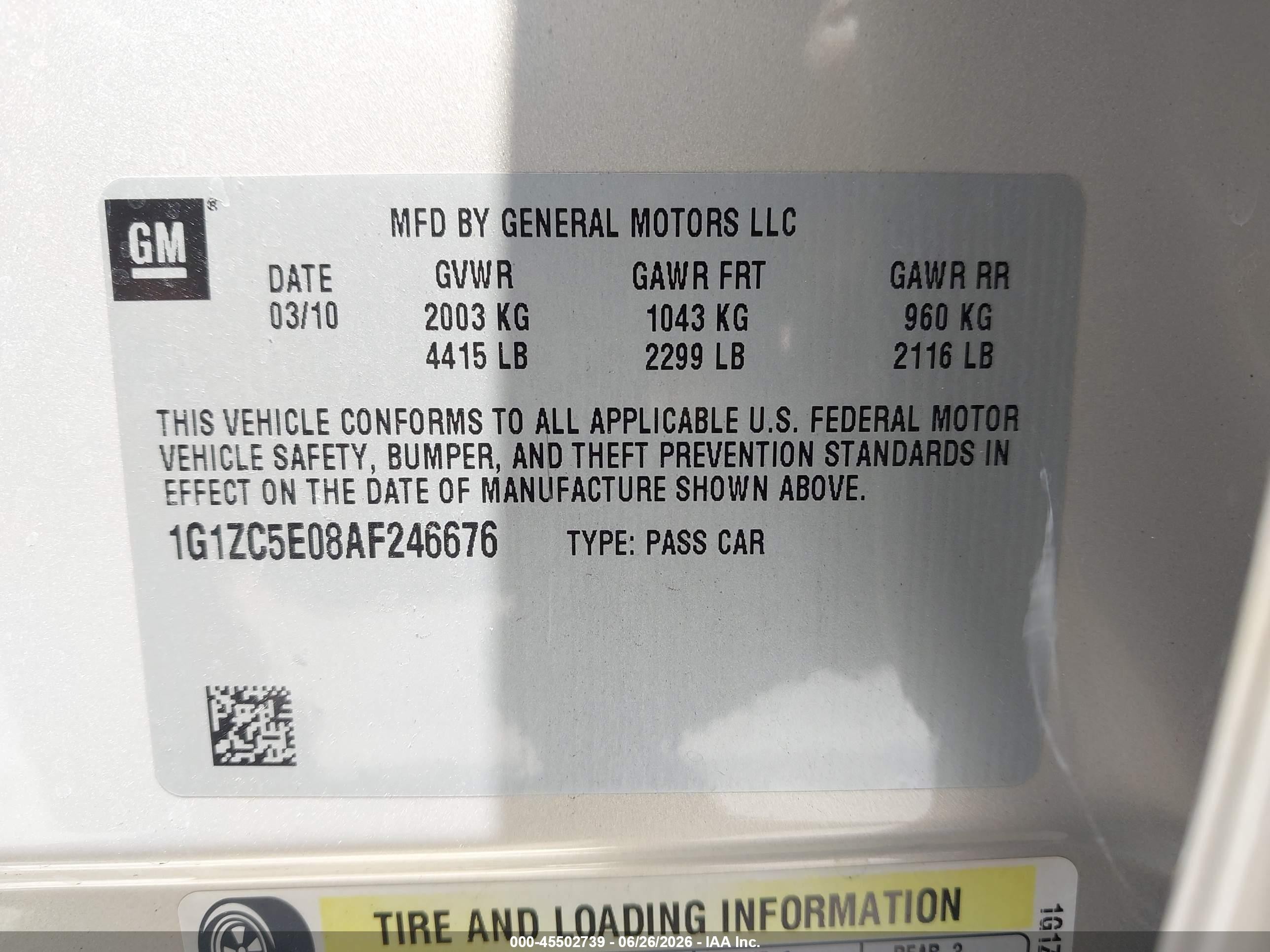 2010 Chevrolet Malibu Lt Cream vin: 1G1ZC5E08AF246676