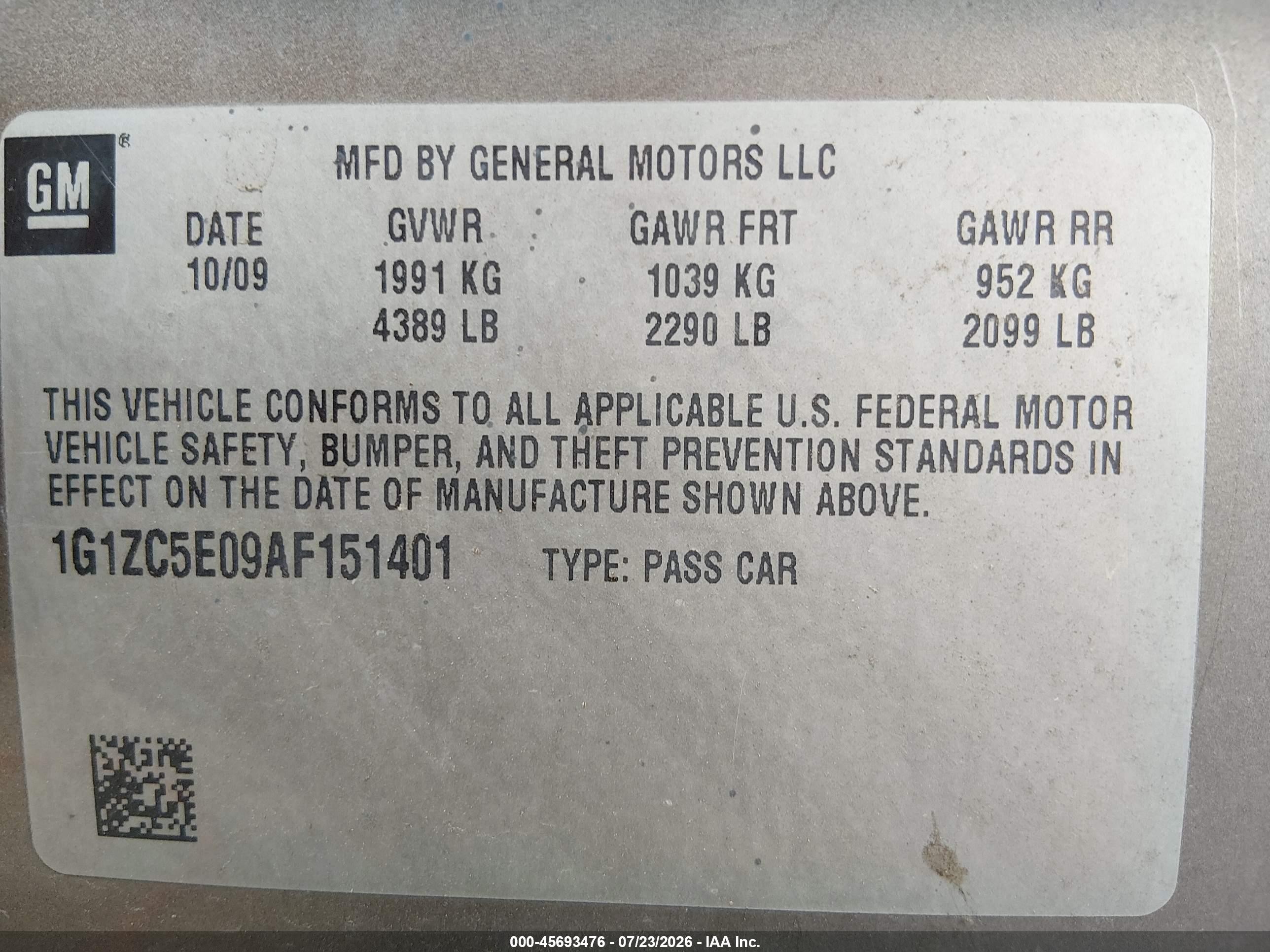2010 Chevrolet Malibu Lt Gray vin: 1G1ZC5E09AF151401