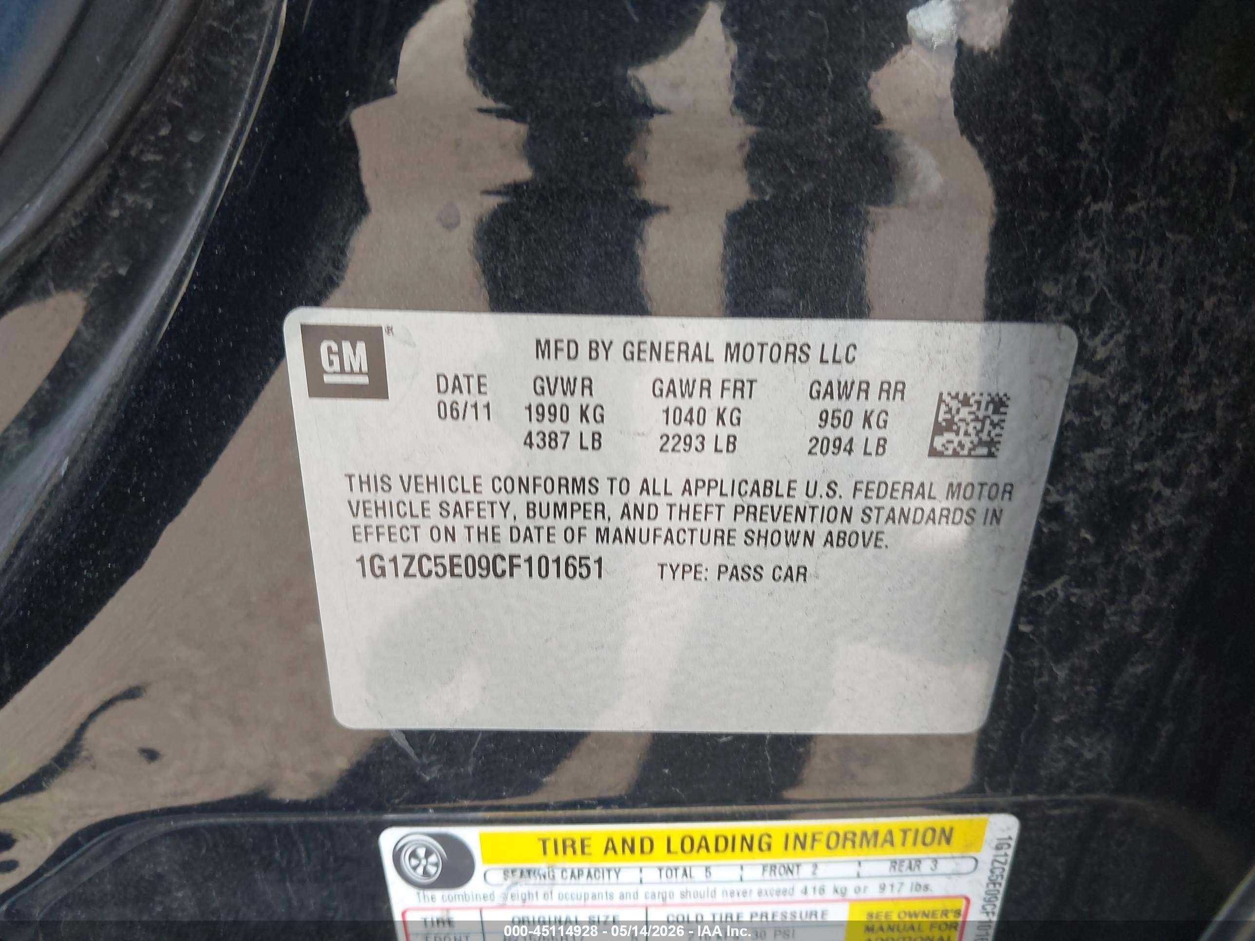 2012 Chevrolet Malibu 1lt Черный vin: 1G1ZC5E09CF101651