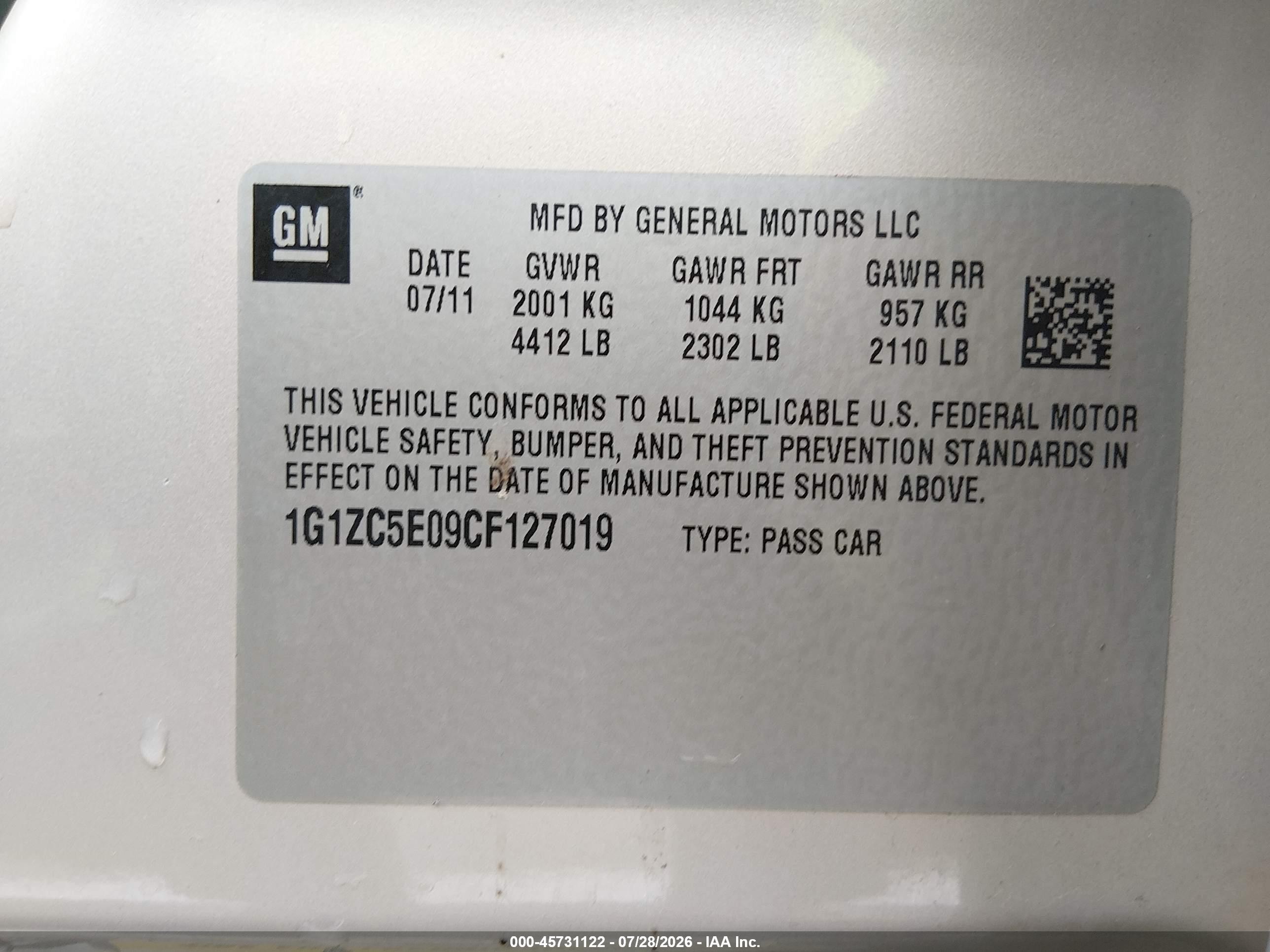 2012 Chevrolet Malibu 1lt Gold vin: 1G1ZC5E09CF127019