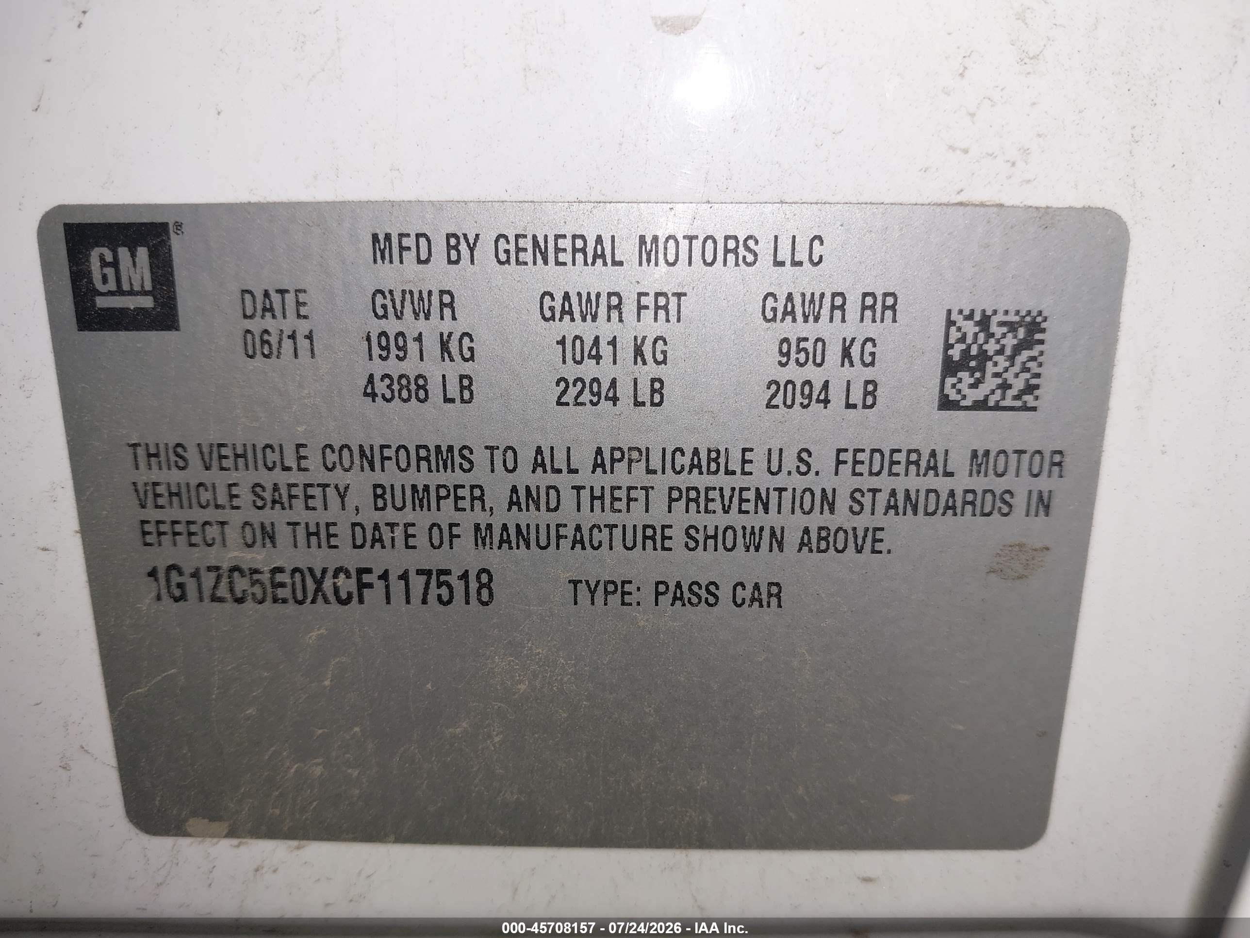 2012 Chevrolet Malibu 1lt White vin: 1G1ZC5E0XCF117518