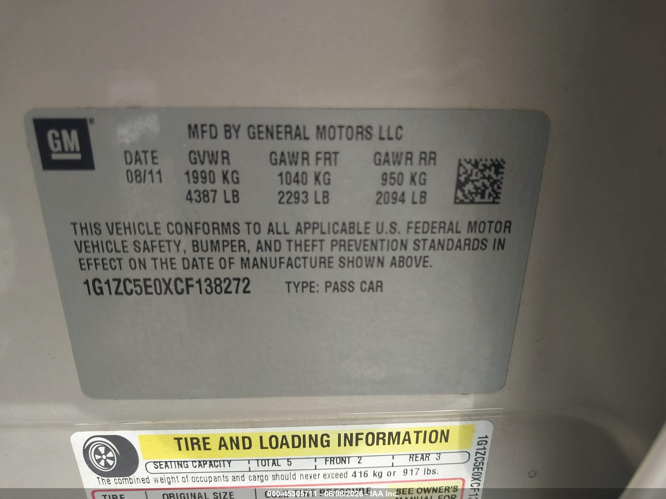 2012 Chevrolet Malibu 1lt Gold vin: 1G1ZC5E0XCF138272