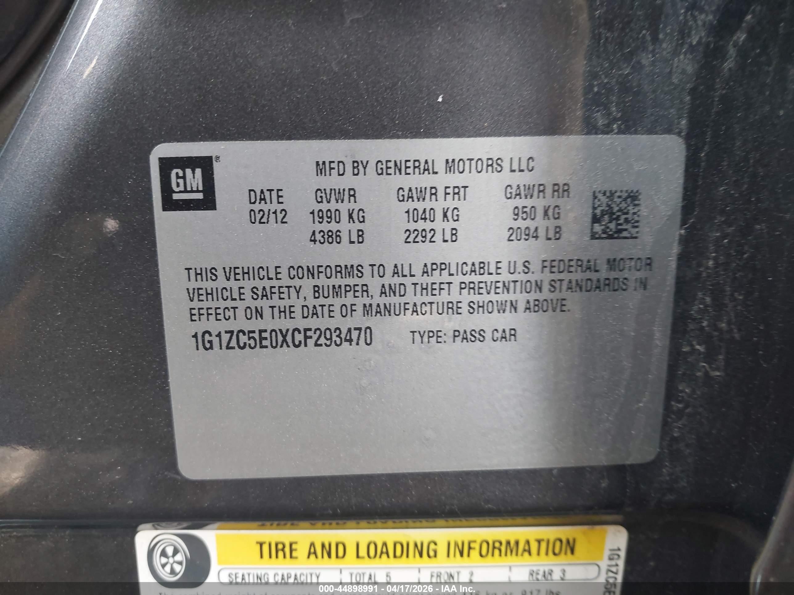 2012 Chevrolet Malibu 1lt Gray vin: 1G1ZC5E0XCF293470