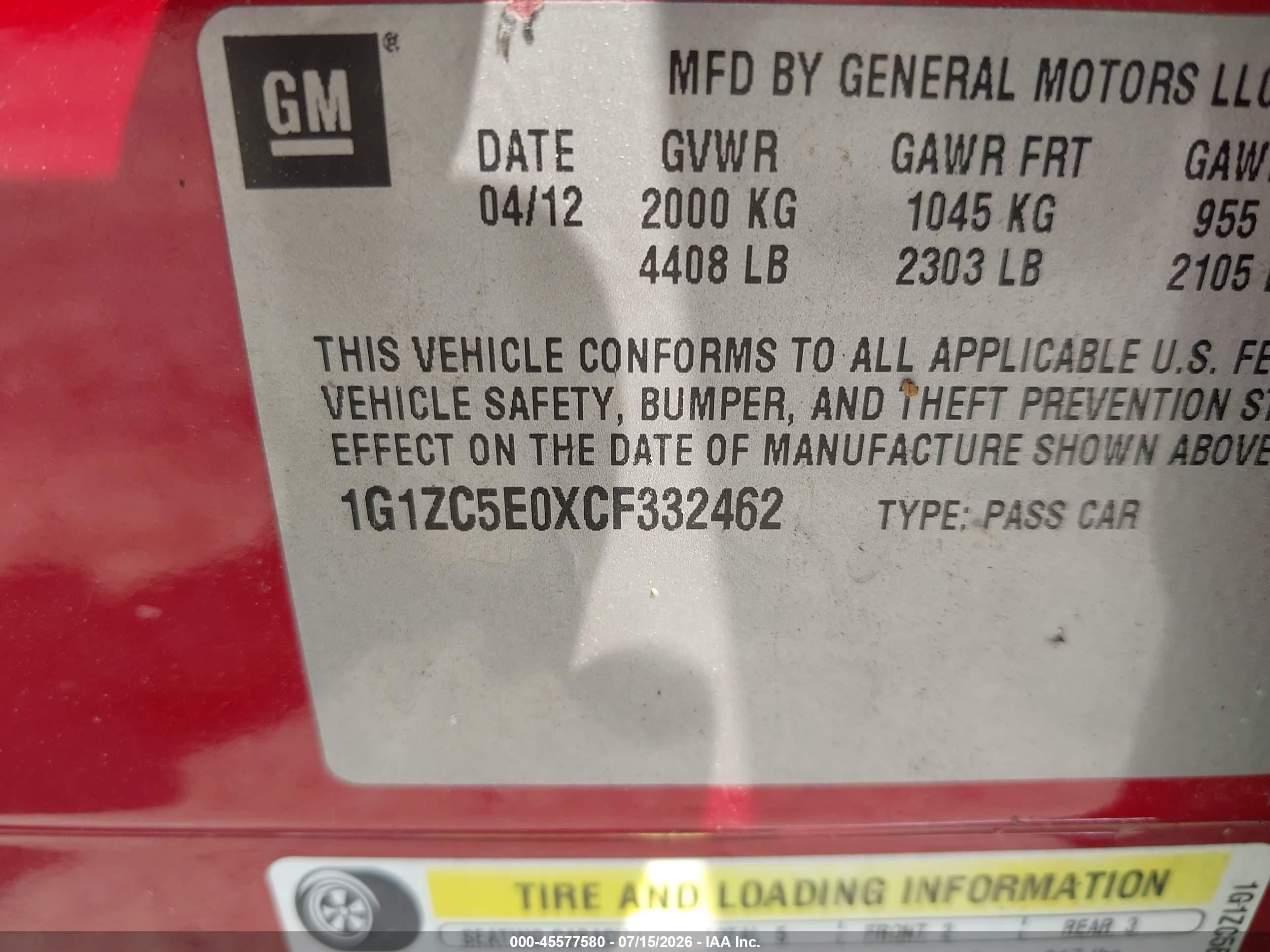 2012 Chevrolet Malibu 1lt Red vin: 1G1ZC5E0XCF332462