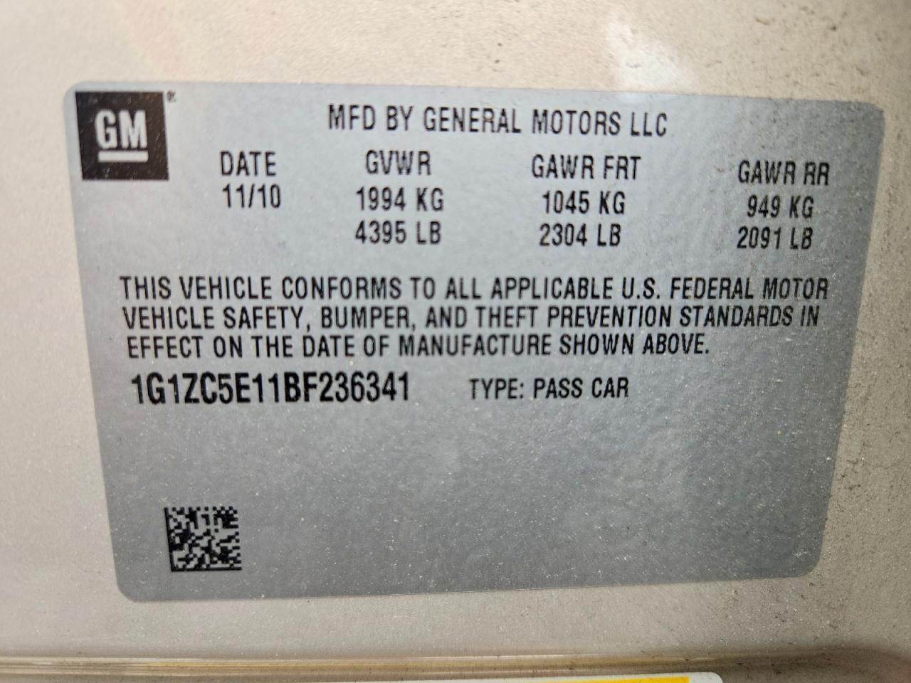2011 Chevrolet Malibu 1lt Beige vin: 1G1ZC5E11BF236341