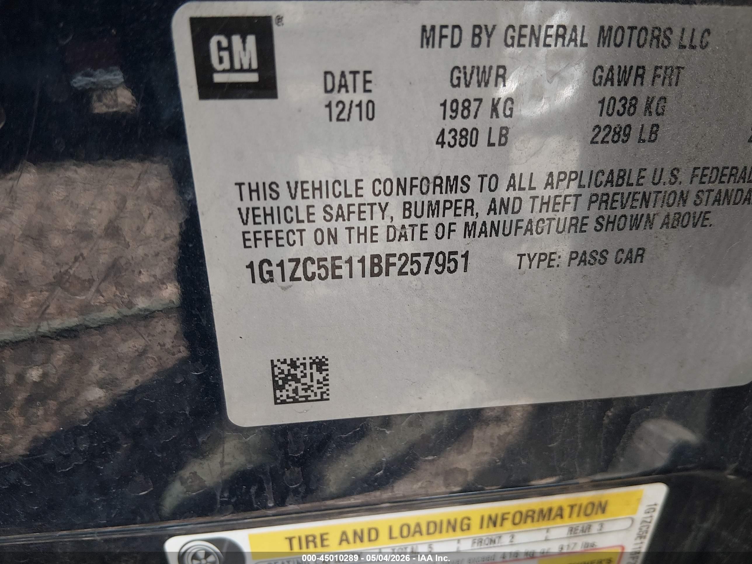 2011 Chevrolet Malibu 1lt Синий vin: 1G1ZC5E11BF257951