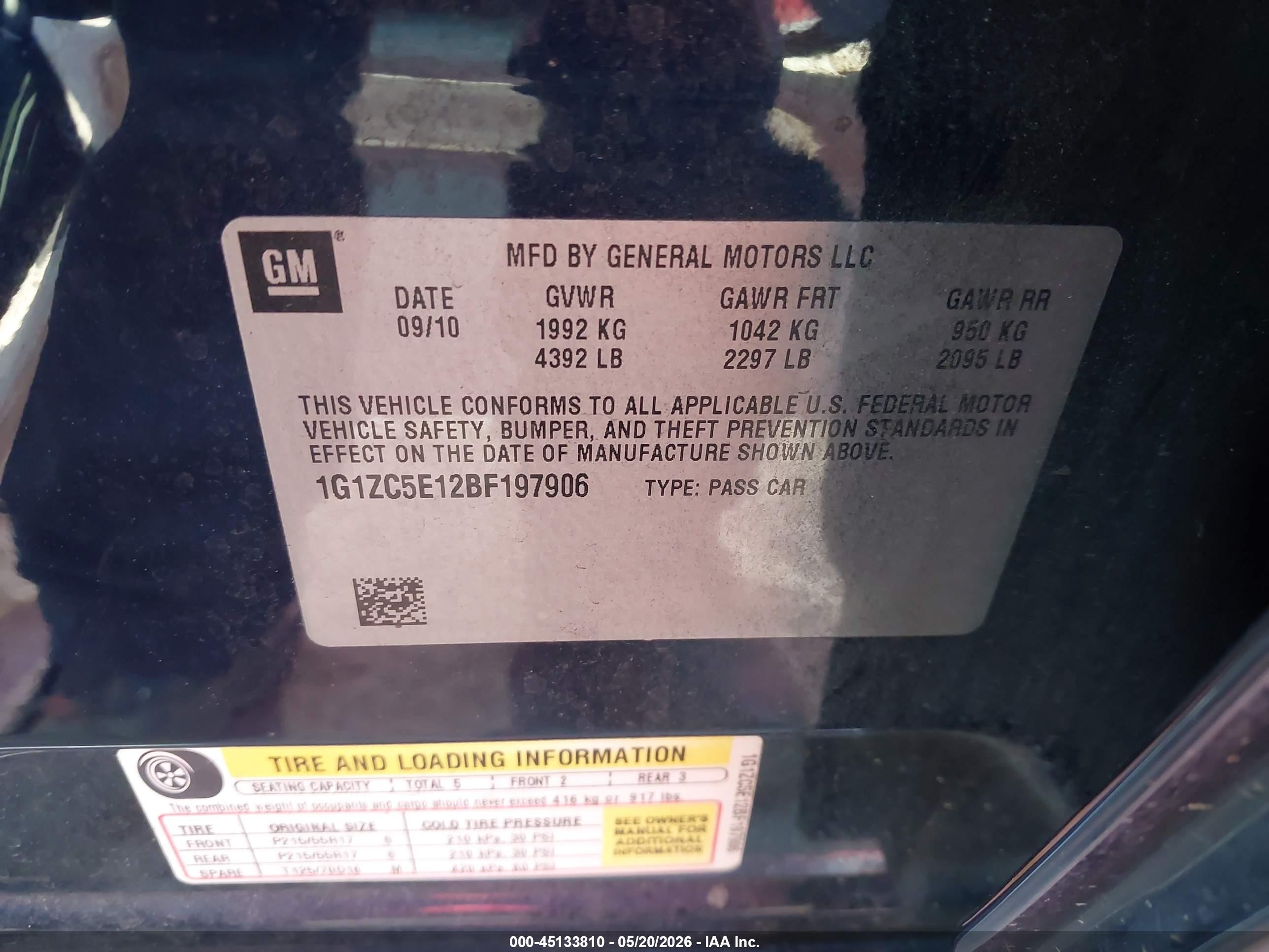 2011 Chevrolet Malibu 1lt Dark Blue vin: 1G1ZC5E12BF197906