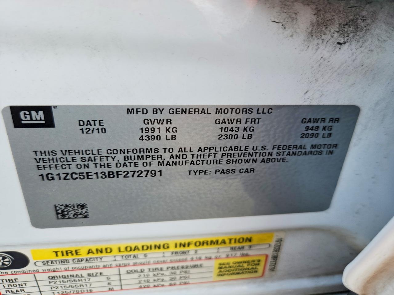 2011 Chevrolet Malibu 1lt White vin: 1G1ZC5E13BF272791