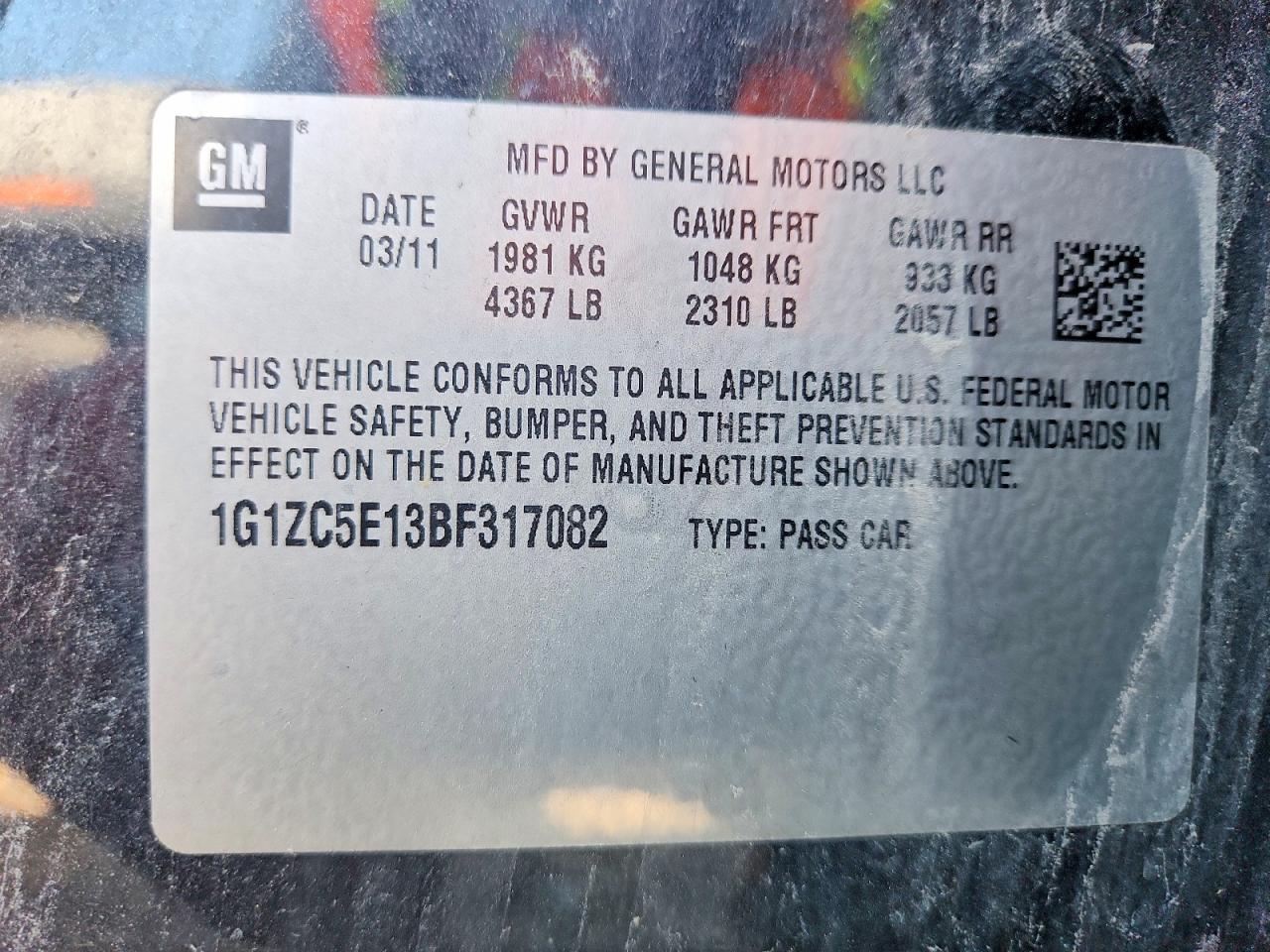 2011 Chevrolet Malibu 1lt Black vin: 1G1ZC5E13BF317082