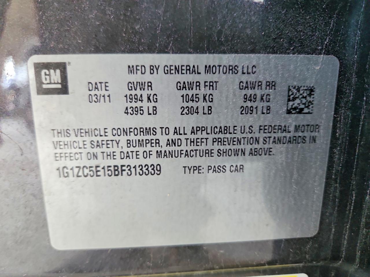2011 Chevrolet Malibu 1lt Gray vin: 1G1ZC5E15BF313339