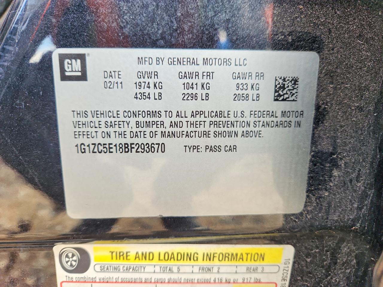 2011 Chevrolet Malibu 1lt Черный vin: 1G1ZC5E18BF293670
