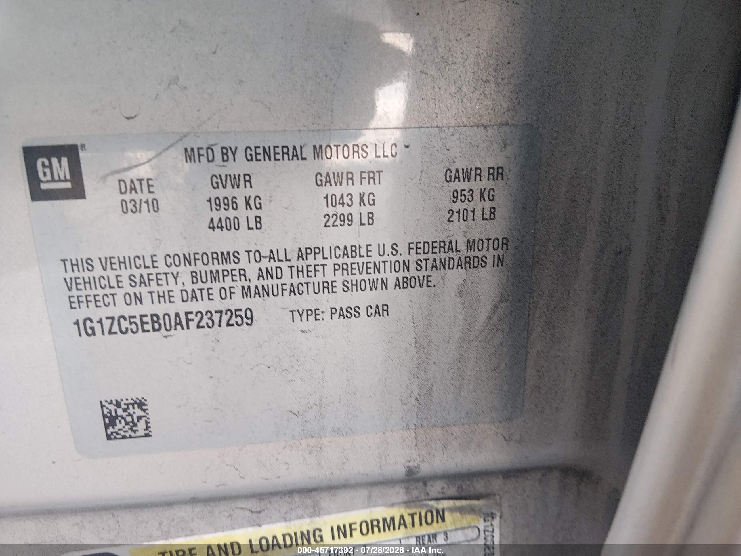 2010 Chevrolet Malibu Lt Beige vin: 1G1ZC5EB0AF237259