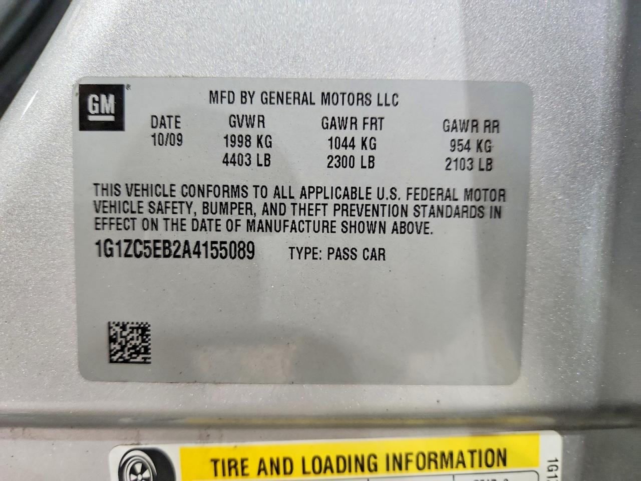 2010 Chevrolet Malibu 1lt Gray vin: 1G1ZC5EB2A4155089