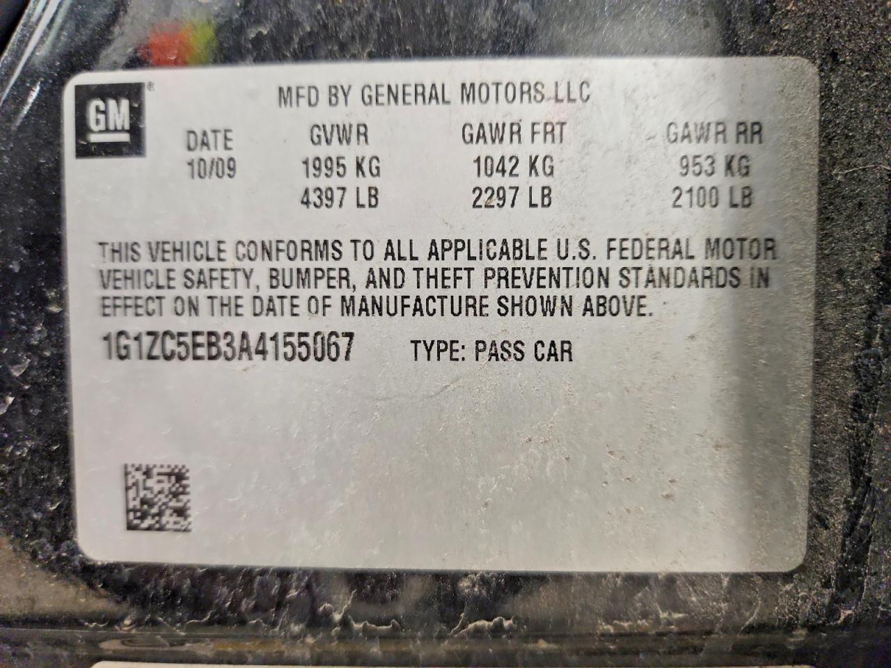 2010 Chevrolet Malibu 1lt Black vin: 1G1ZC5EB3A4155067