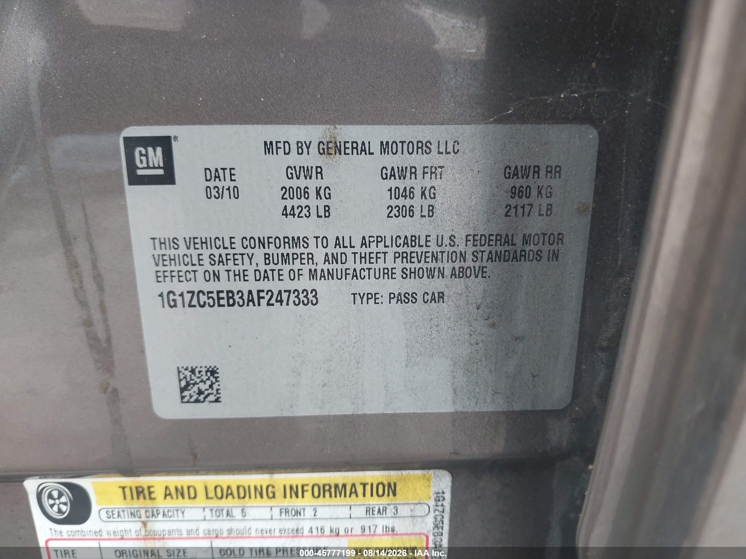2010 Chevrolet Malibu Lt Коричневый vin: 1G1ZC5EB3AF247333