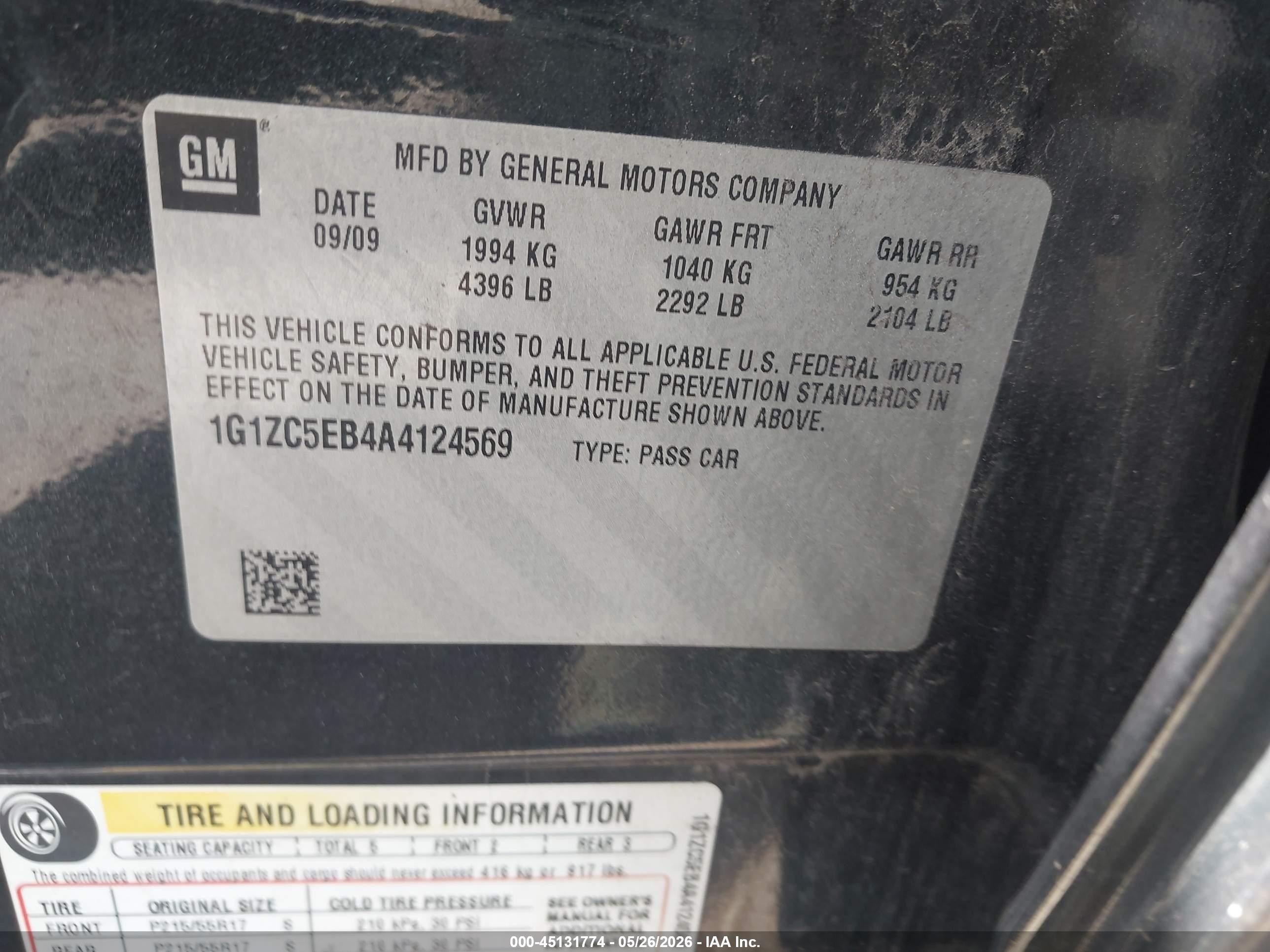 2010 Chevrolet Malibu Lt Black vin: 1G1ZC5EB4A4124569