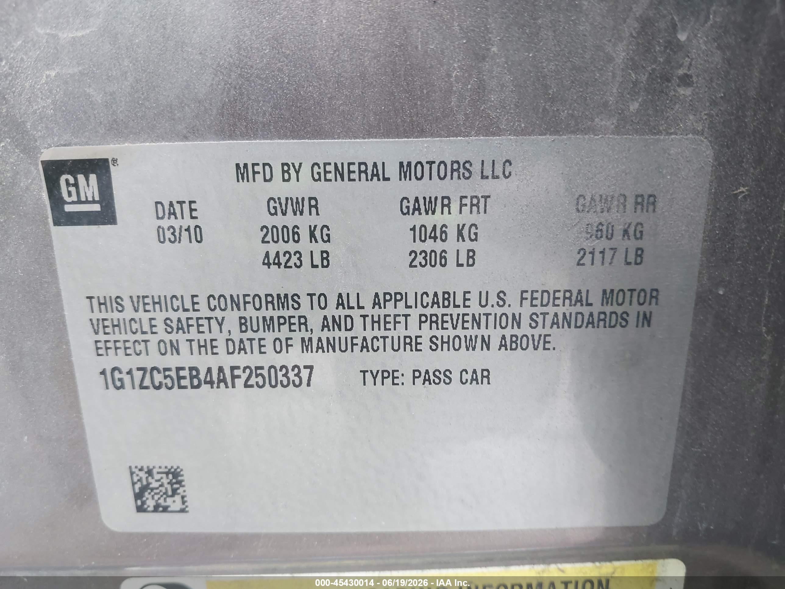 2010 Chevrolet Malibu Lt Pewter vin: 1G1ZC5EB4AF250337