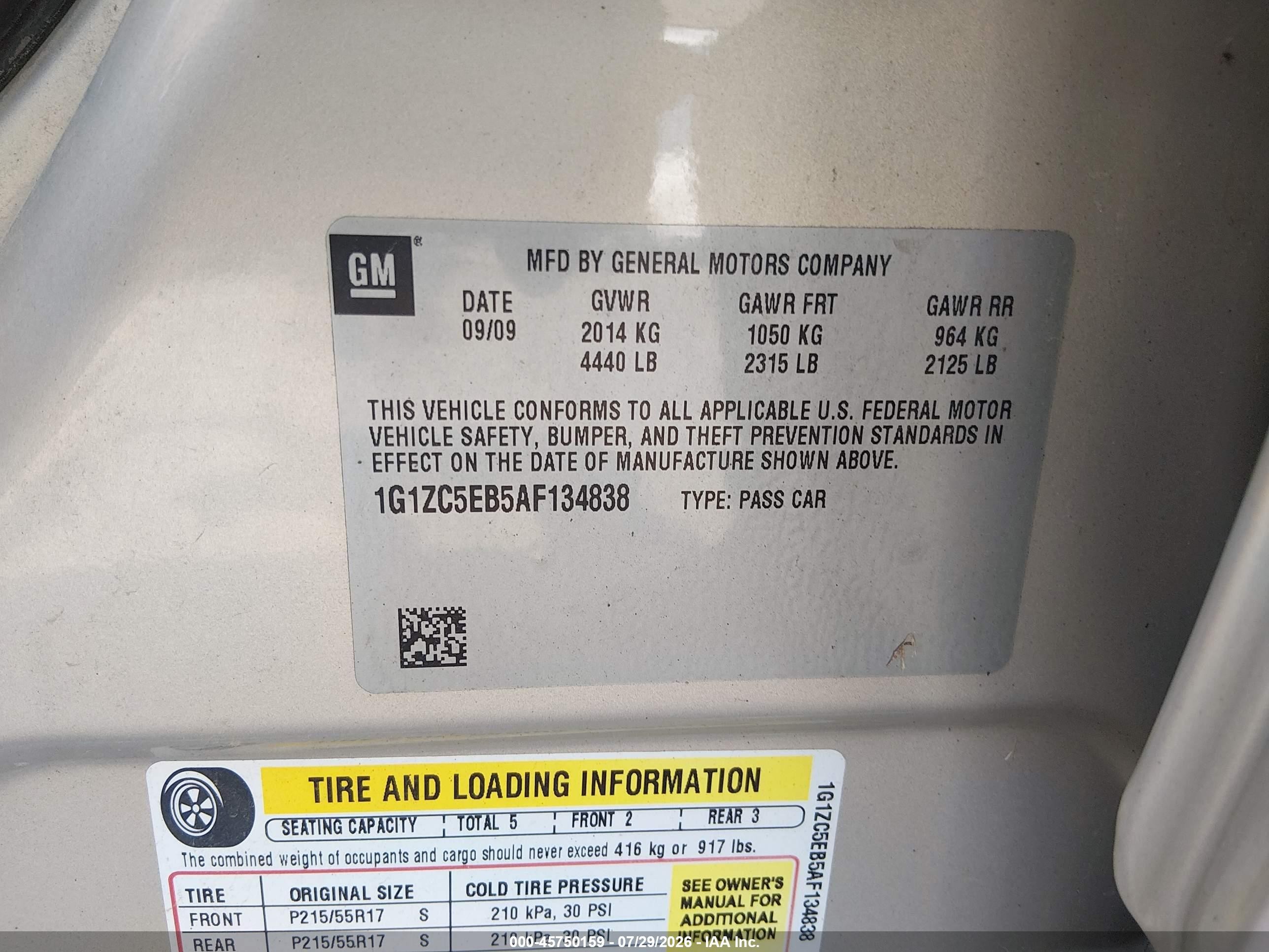 2010 Chevrolet Malibu Lt Tan vin: 1G1ZC5EB5AF134838