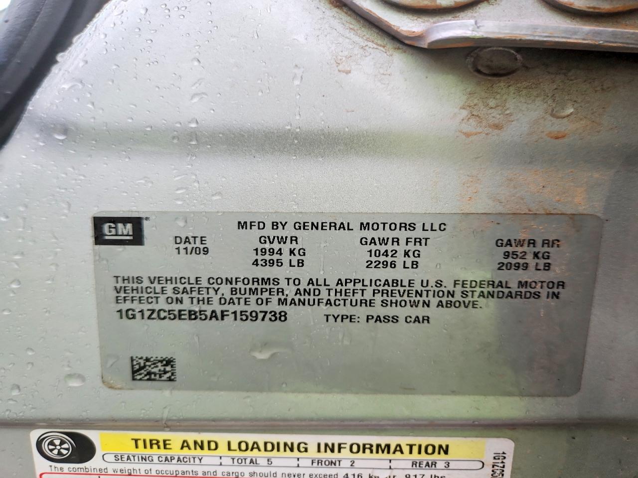 2010 Chevrolet Malibu 1lt Серебряный vin: 1G1ZC5EB5AF159738
