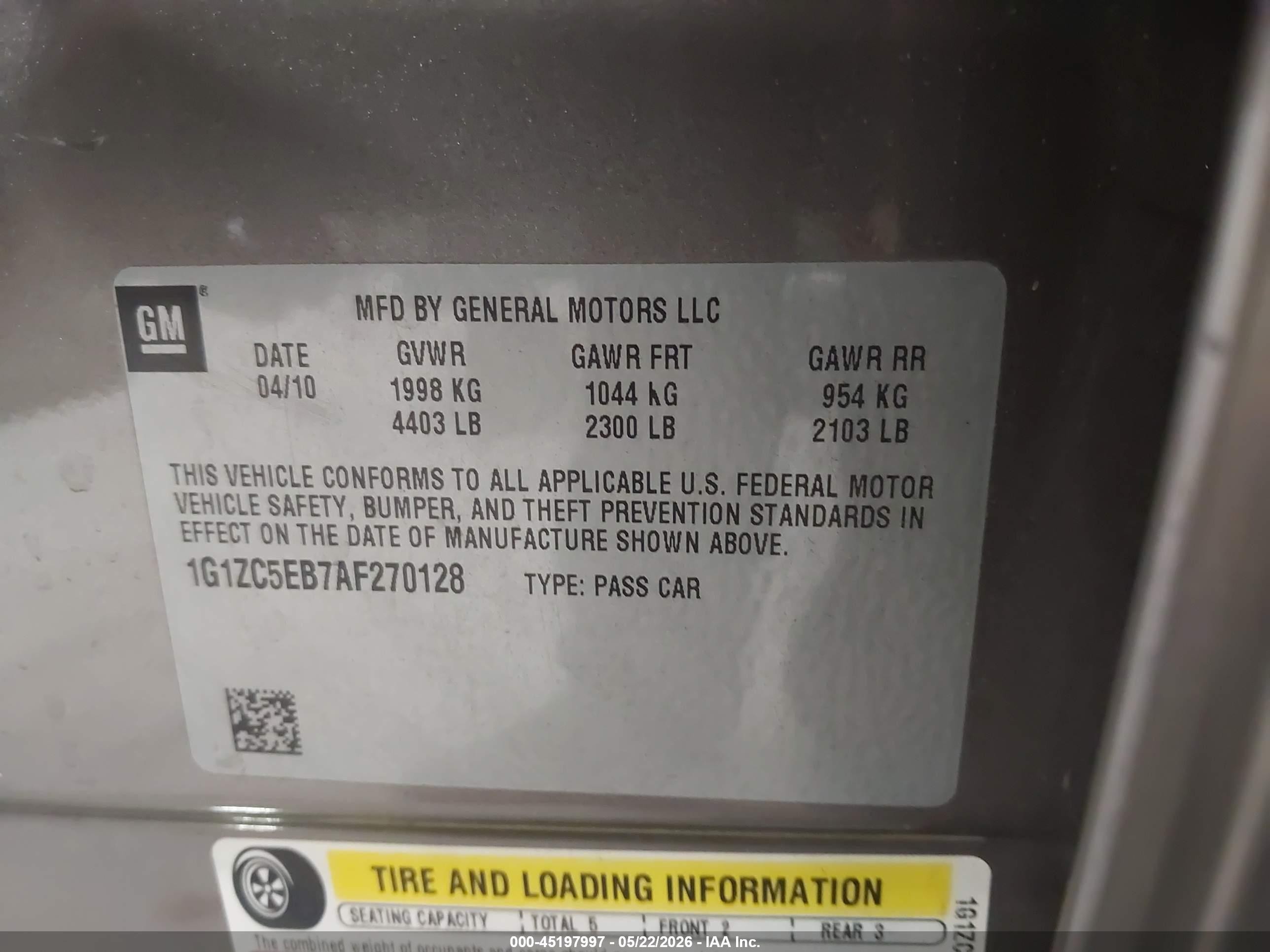 2010 Chevrolet Malibu Lt Gray vin: 1G1ZC5EB7AF270128