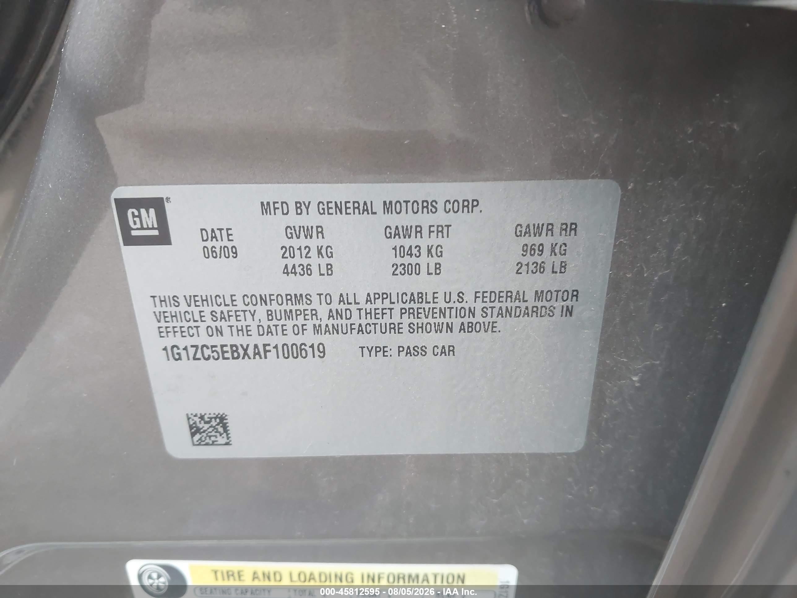 2010 Chevrolet Malibu Lt Gray vin: 1G1ZC5EBXAF100619