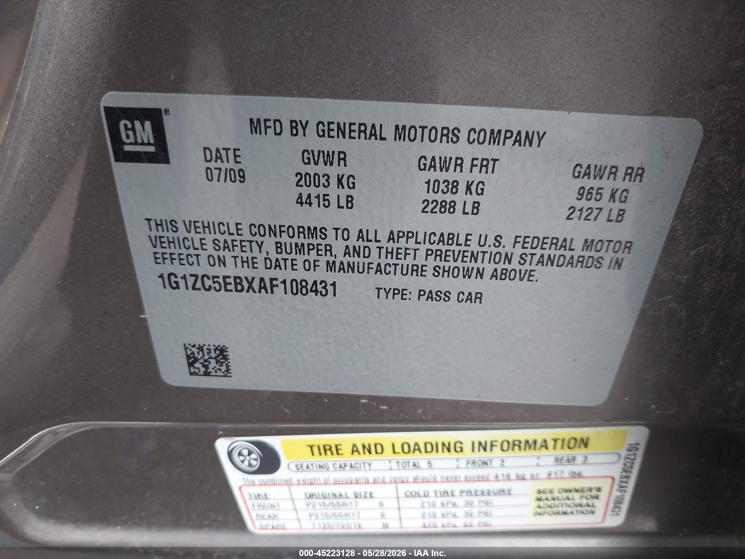 2010 Chevrolet Malibu Lt Gray vin: 1G1ZC5EBXAF108431